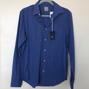 Blue Checkered Button Up Business Top